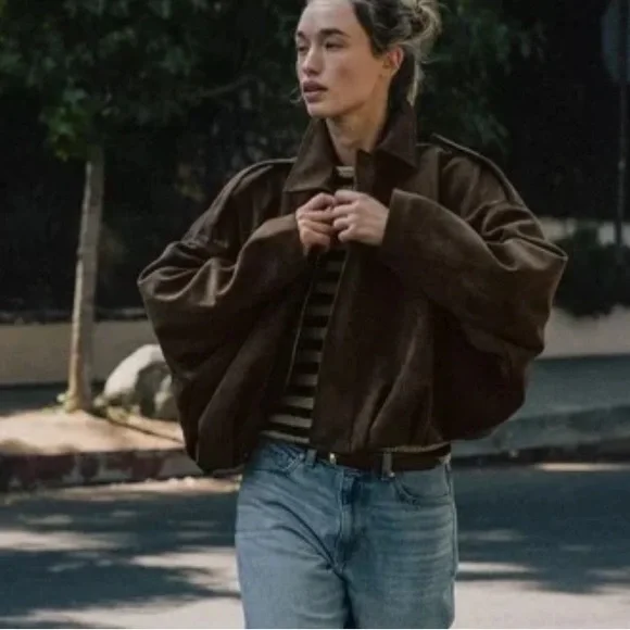 Zara NWT suede effect bomber jacket brown 4344/655 - Picture 4 of 8